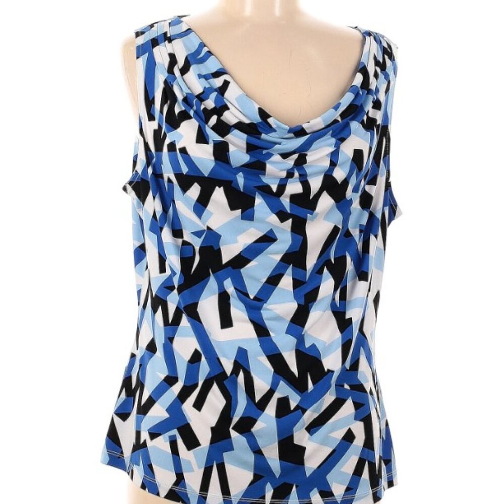 Calvin Klein Geometrical Sleeveless Cowlneck Blouse